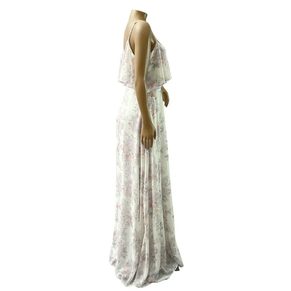 Birdy Grey Jane Slit Convertible Blush BouquetMaxi Formal Bridesmaid Dress S NWT